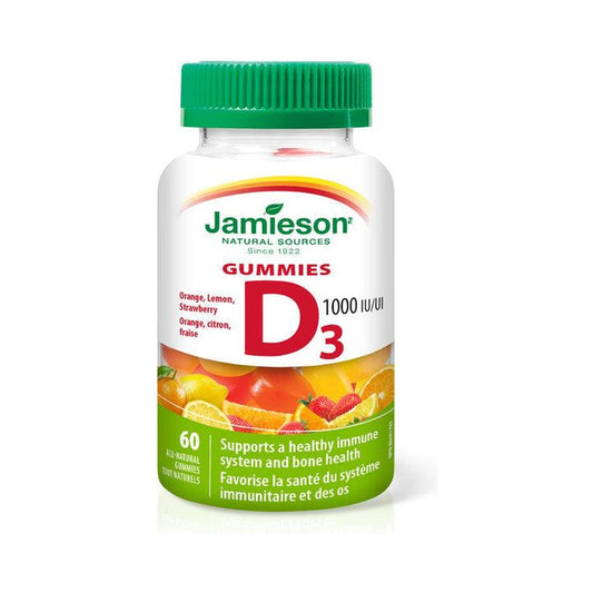 Jamieson Vitamin D3 1000IU Orange, Strawberry, Lemon 60 Gummies
