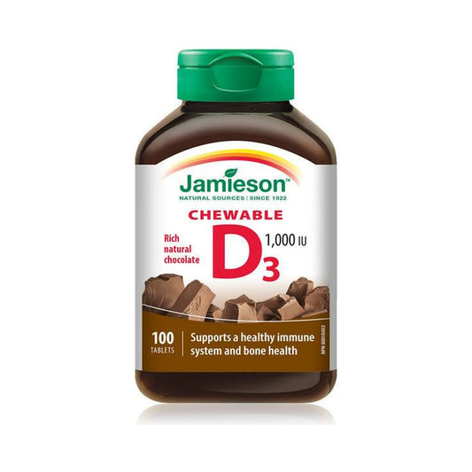 Jamieson Vitamin D3 1000IU Rich Chocolate Flavour 100 Chewable