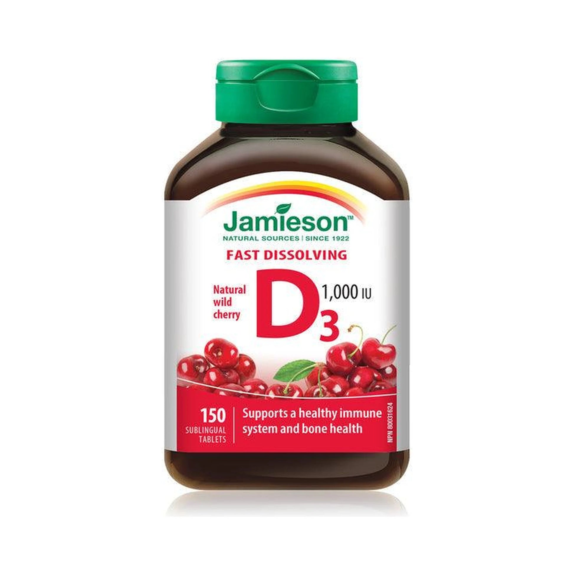 Jamieson Vitamin D3 1000IU Wild Cherry 150 Fast Dissolving Sublingual Tablets