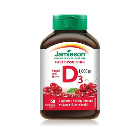 Jamieson Vitamin D3 1000IU Wild Cherry 150 Fast Dissolving Sublingual Tablets