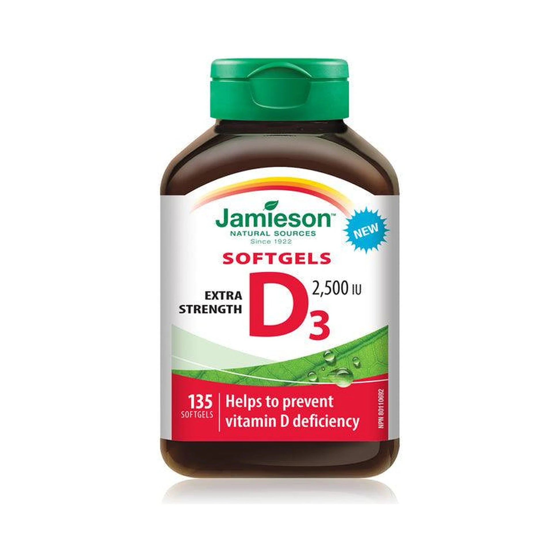 Jamieson Vitamin D3 Extra Strength 2,500IU 135 Softgels