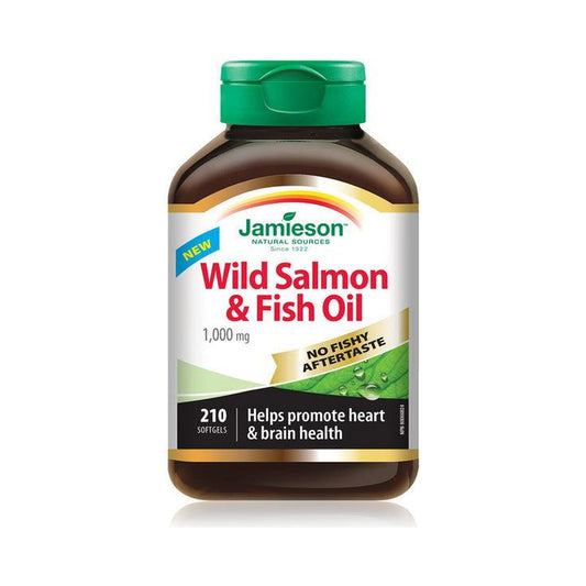 Jamieson Wild Salmon & Fish Oil 1,000mg No Fishy Aftertaste 210 Softgels