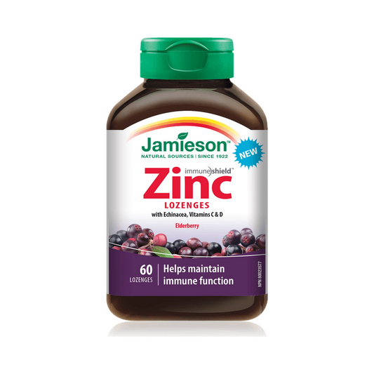 Jamieson Zinc Lozenges with Echinacea, Vitamins C and D Elderberry 60 Lozenge