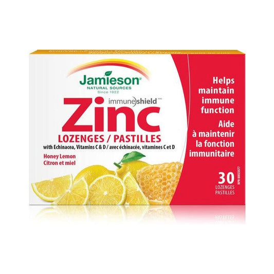 Jamieson Zinc Lozenges with Echinacea, Vitamins C and D Honey Lemon 30 Lozenge