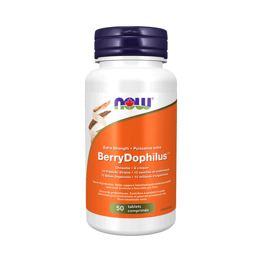 NOW BerryDophilus Extra Strength 10 Billion 50 Chewable Tablets