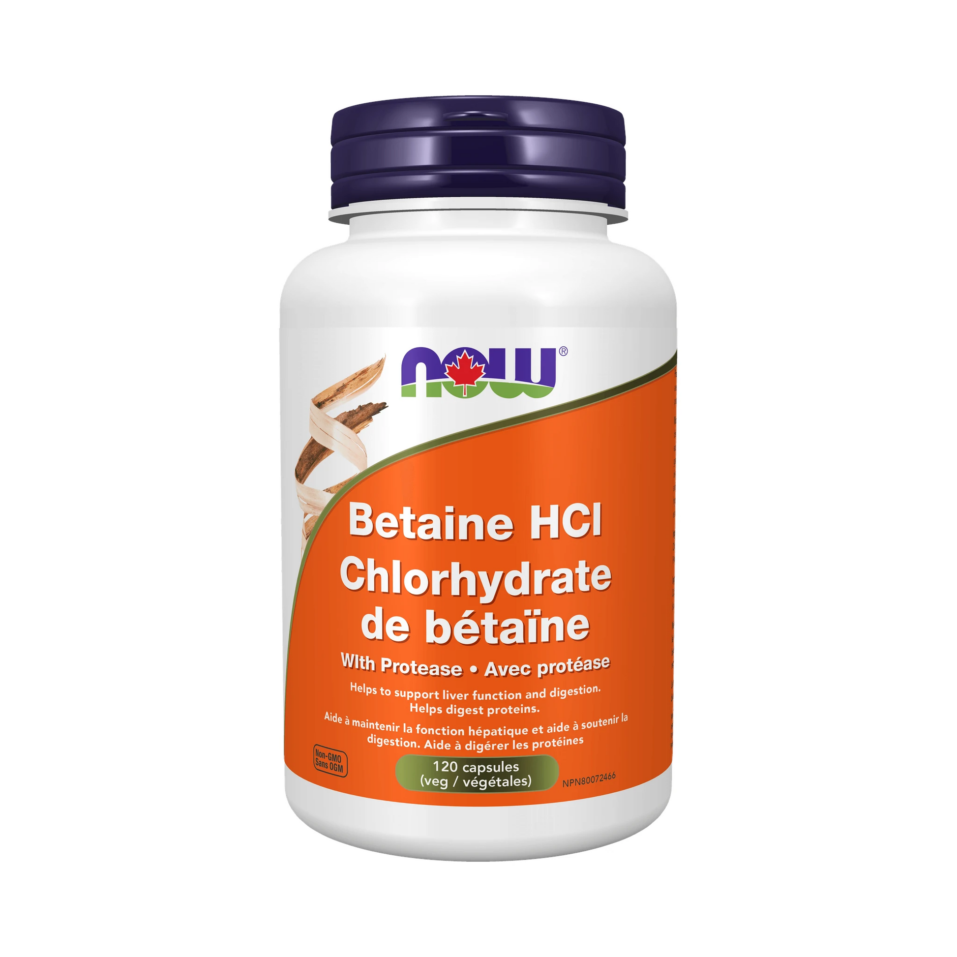 NOW Betaine HCL 648mg with protease 120 Veg Capsules