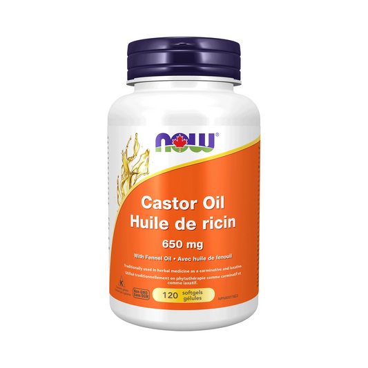 NOW Castor Oil 650 mg with Fennel Oil 120 Softgels