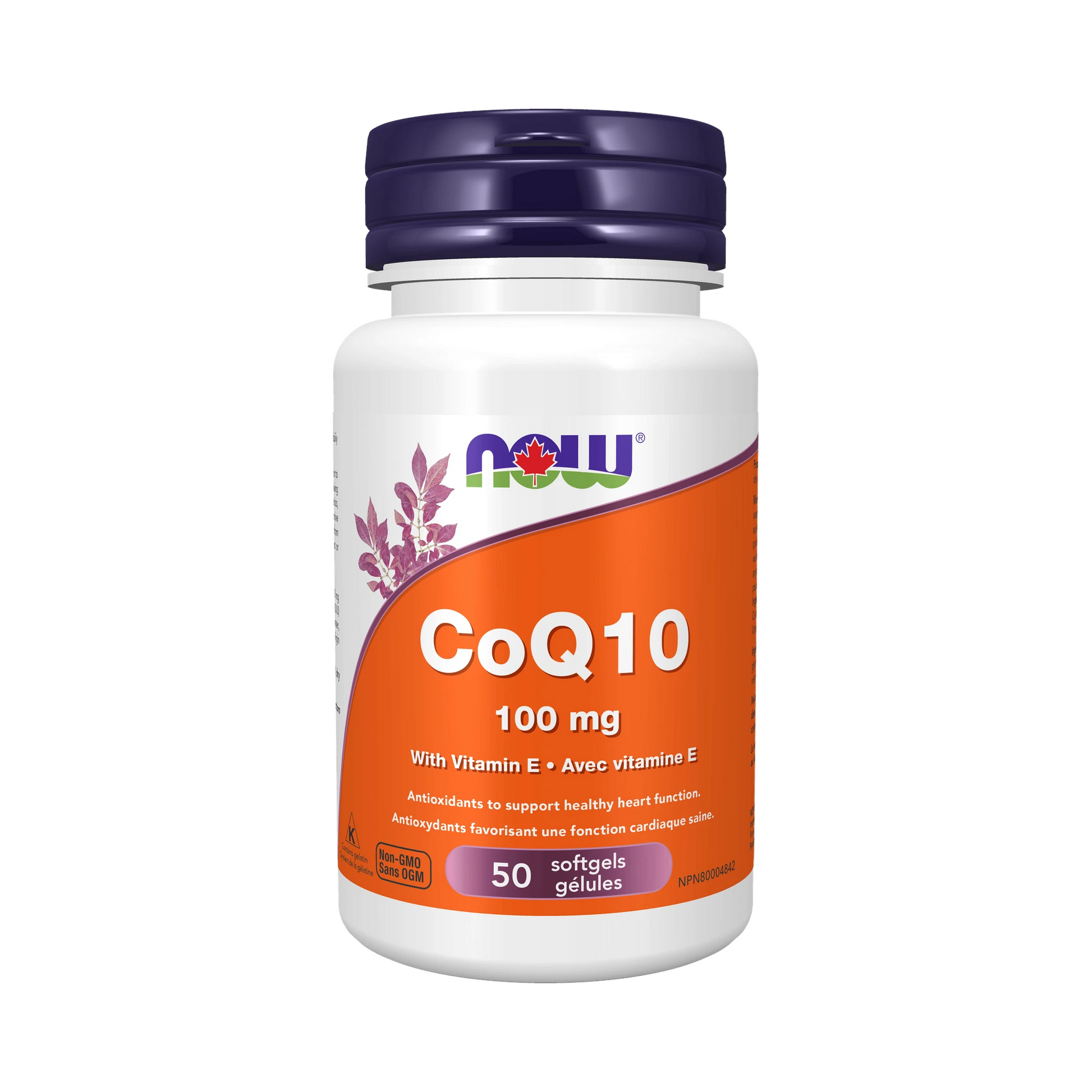 NOW Co-Enzyme Q10 100mg with Vitamin E 50 Softgels