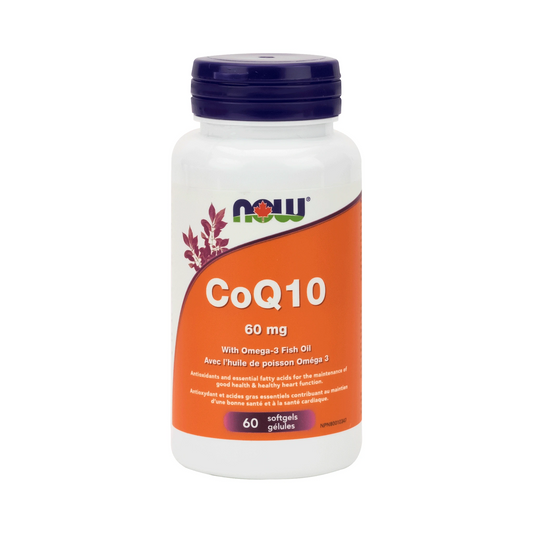 NOW Co-Q10 60mg with Lecithin Fish Oil 60 Softgels