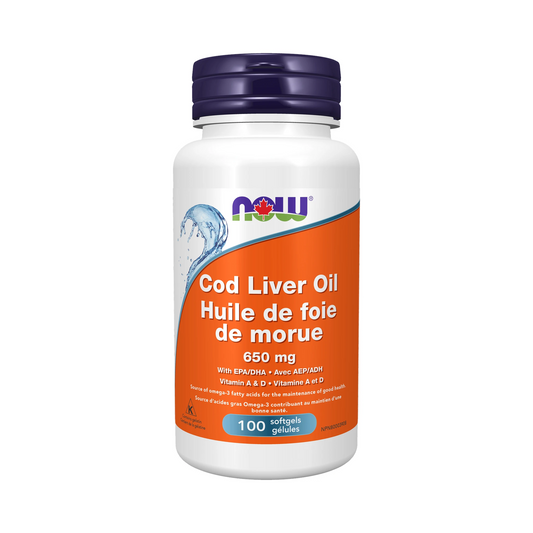 NOW Cod Liver Oil Double Strength Vitamin A&D 100 Softgels
