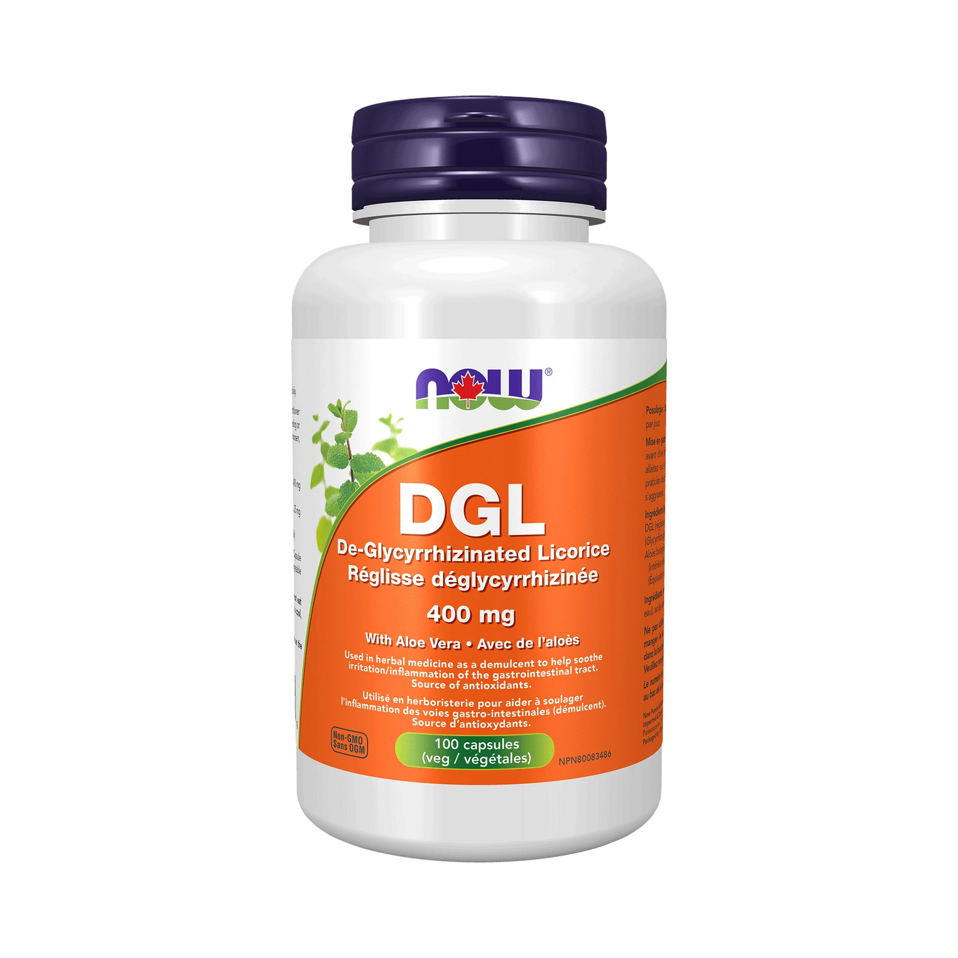 NOW DGL 400mg with Aloe 100 Veg Capsules