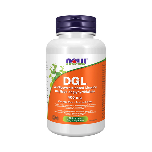 NOW DGL 400mg with Aloe 100 Veg Capsules