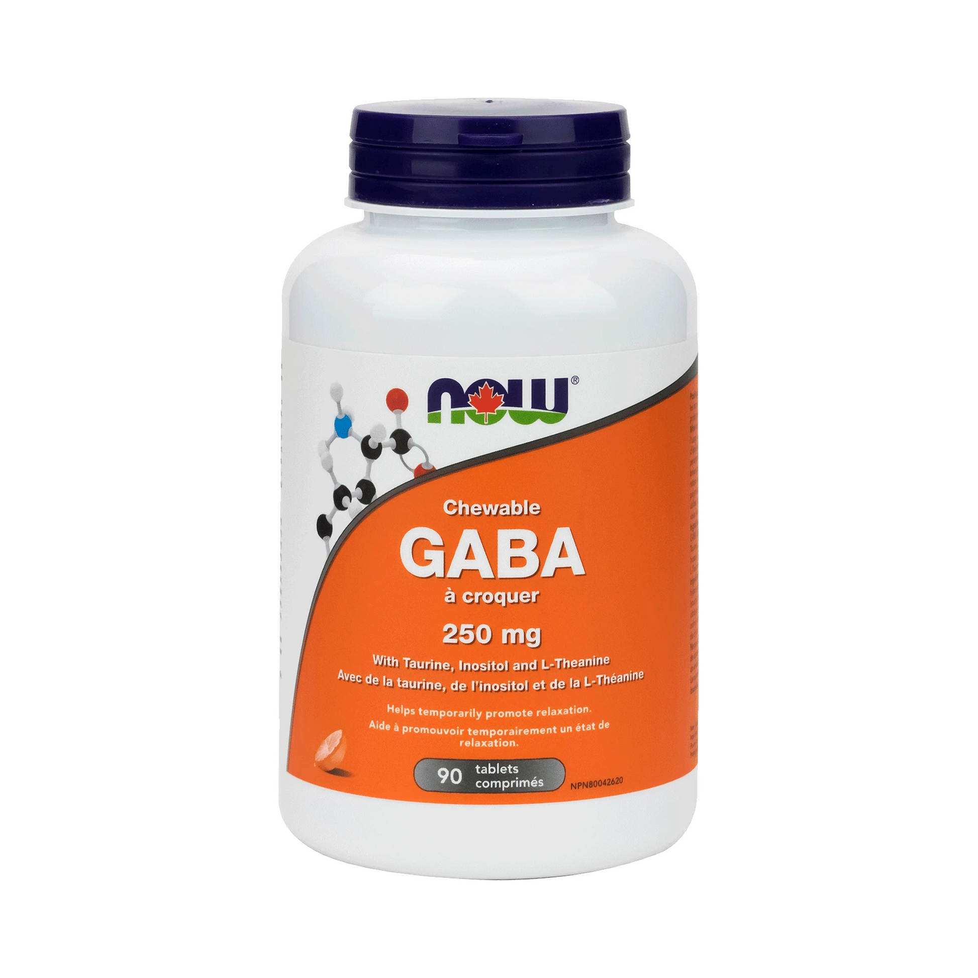 NOW GABA 250mg Orange 90 Chewable Tablets