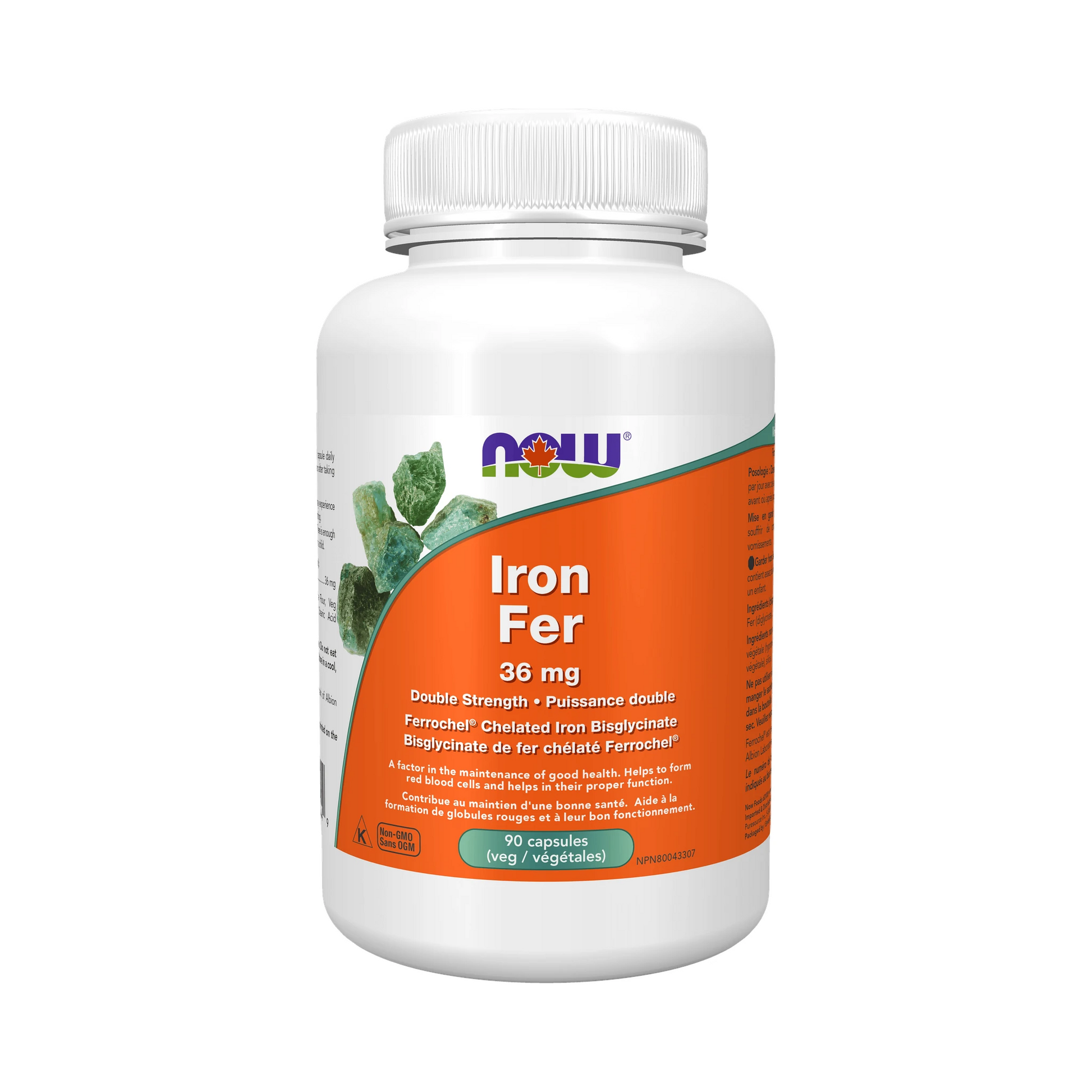 NOW Iron Bisglycinate 36mg 90 Veg Capsules