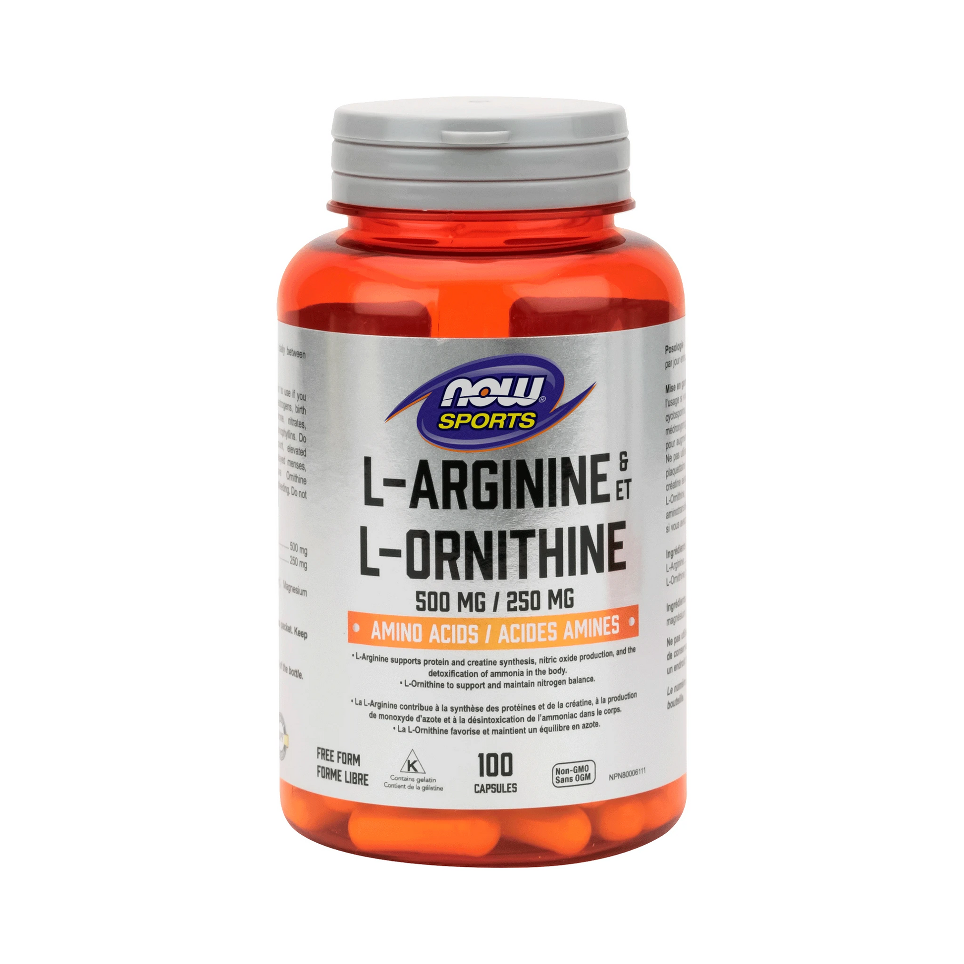 NOW L-Arginine500mg L-Ornithine 250mg 100 Capsules