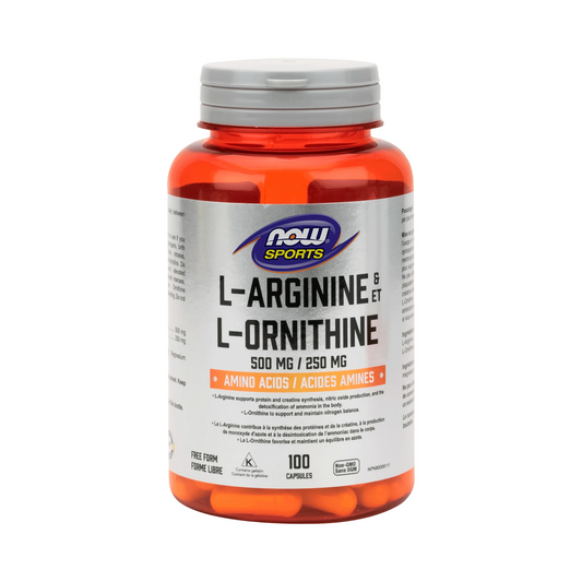 NOW L-Arginine500mg L-Ornithine 250mg 100 Capsules