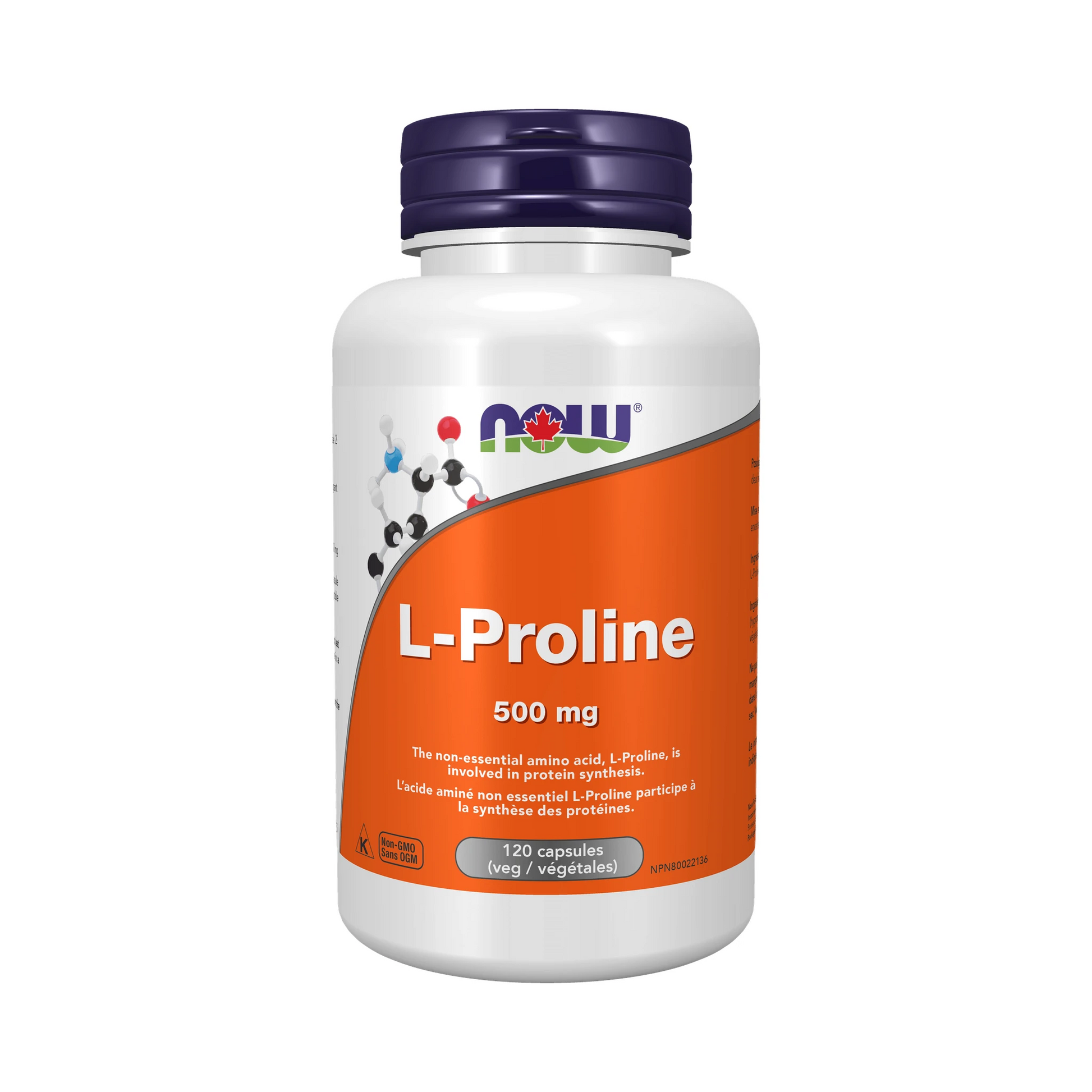 NOW L-Proline 500mg 120 Veg Capsules