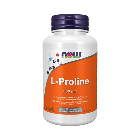 NOW L-Proline 500mg 120 Veg Capsules