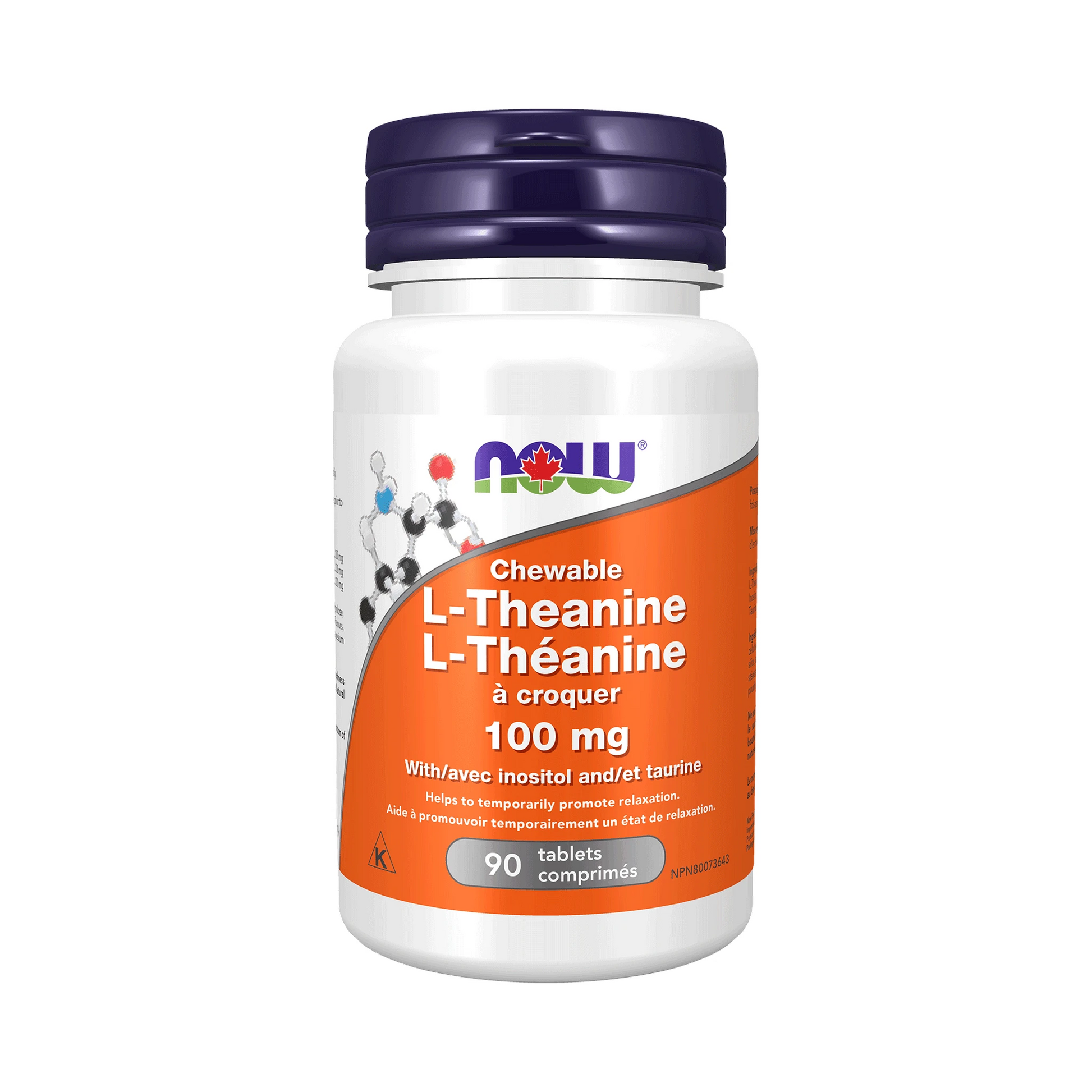 NOW L-Theanine 100mg Plus Chew 90 Tablets