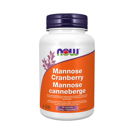 NOW Mannose Cranberry 450mg / 250mg 90 Veg Capsules