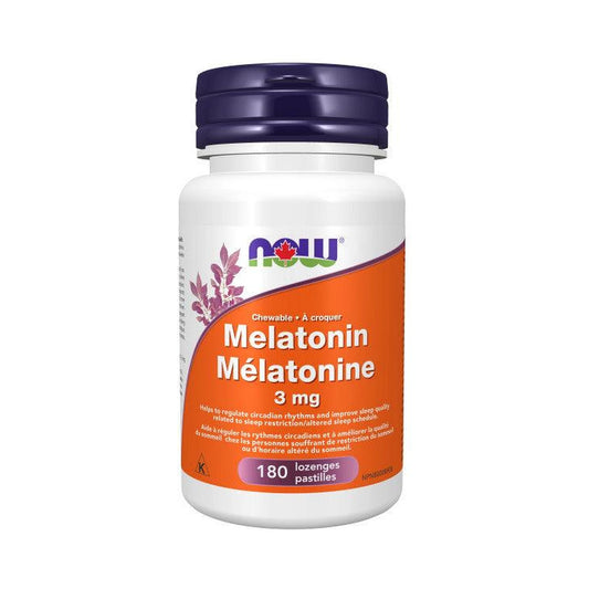 NOW Melatonin 3mg+ B-6 Peppermint 180 Chewable Lozenges