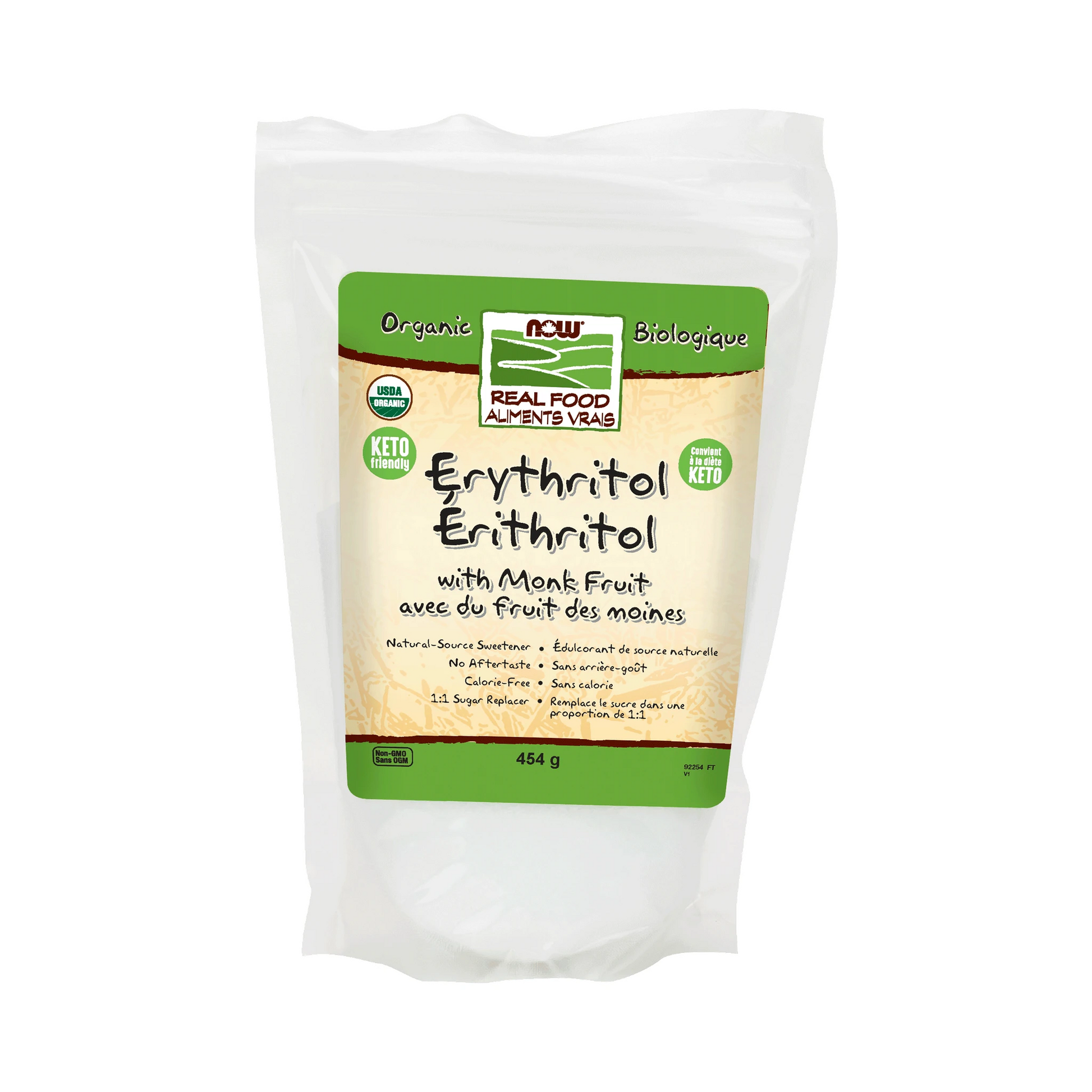 NOW Organic Erythritol and Org Monk Fruit 454g