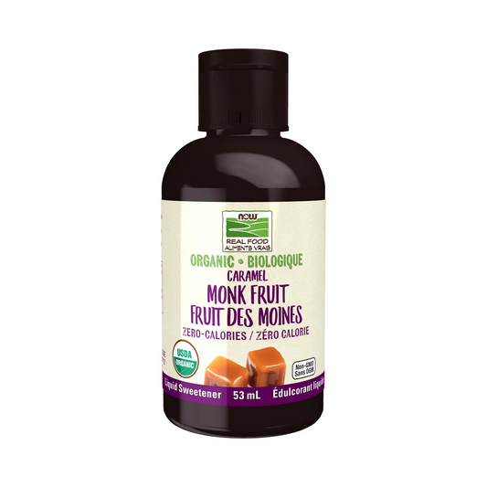 NOW Organic Monk Fruit Liquid Sweetener Caramel 53mL