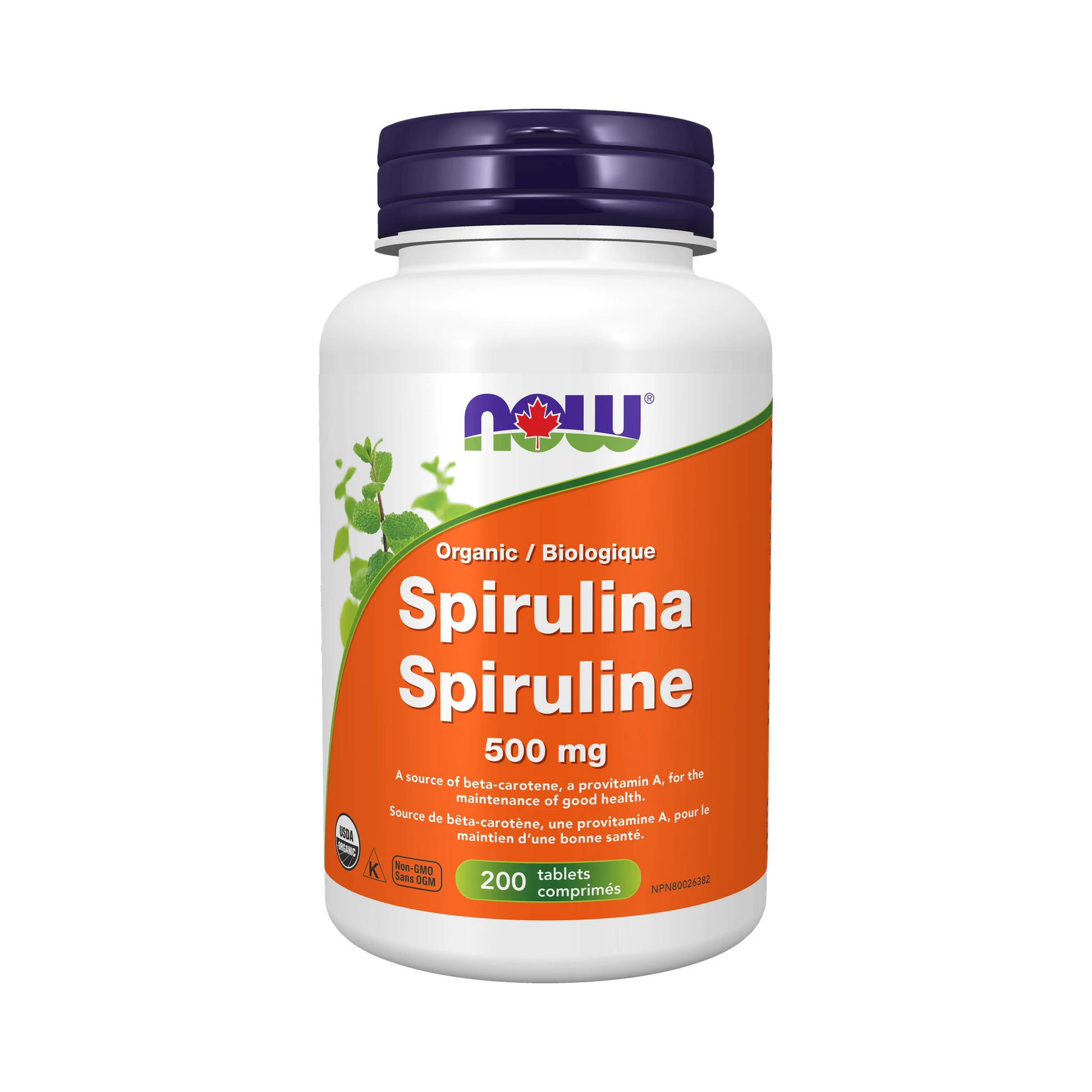 NOW Organic Spirulina 500mg 200 Tablets