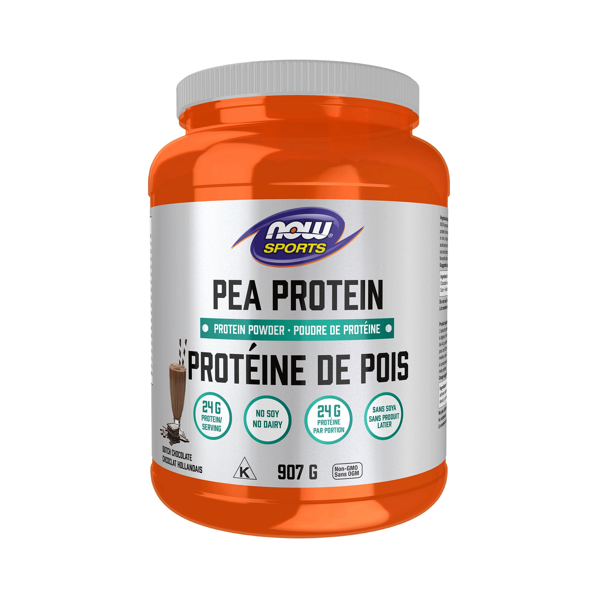NOW Pea Protein, Non-GMO Vegan, Dutch Chocolate 907g
