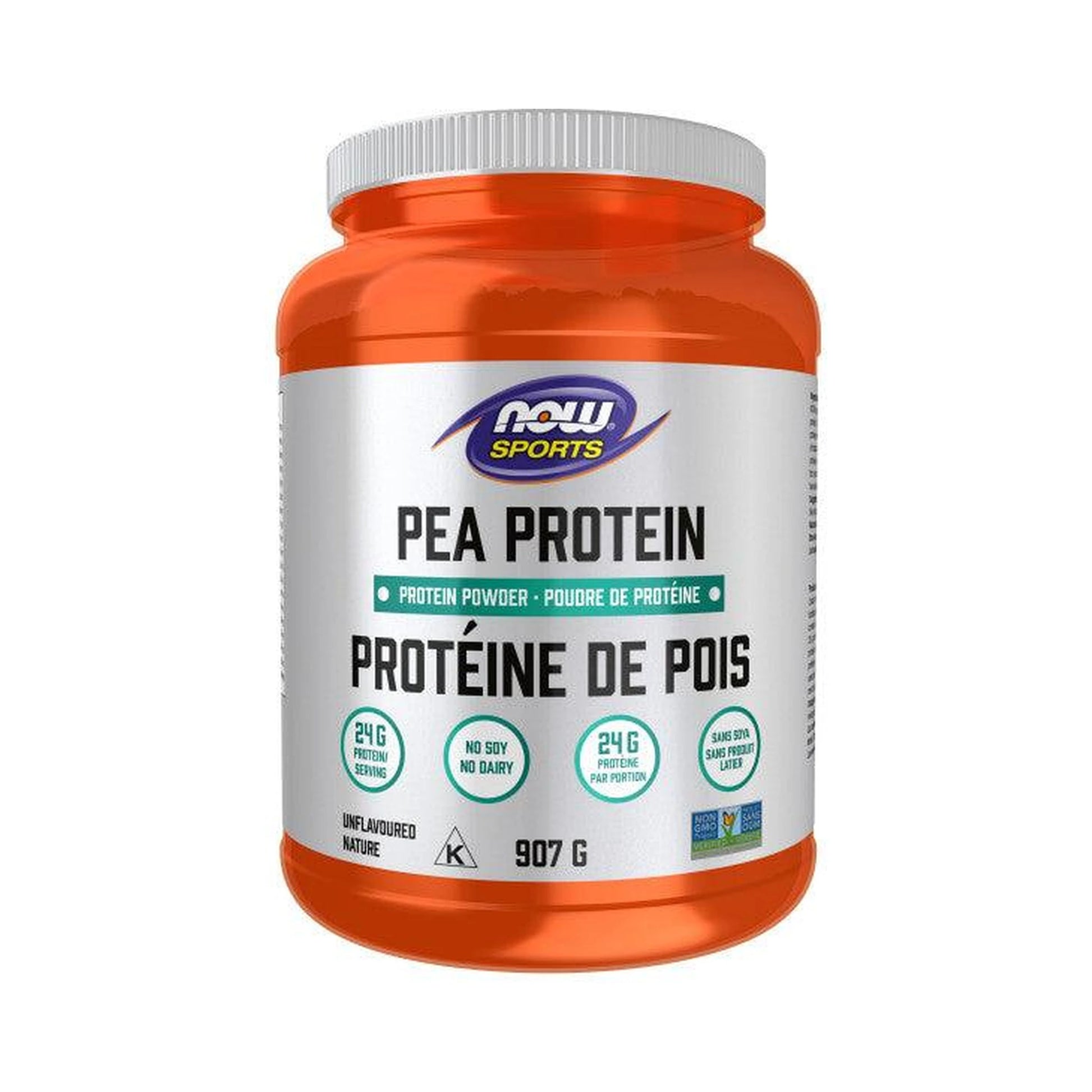 NOW Pea Protein, Non-GMO Vegan, Unflavoured 907g