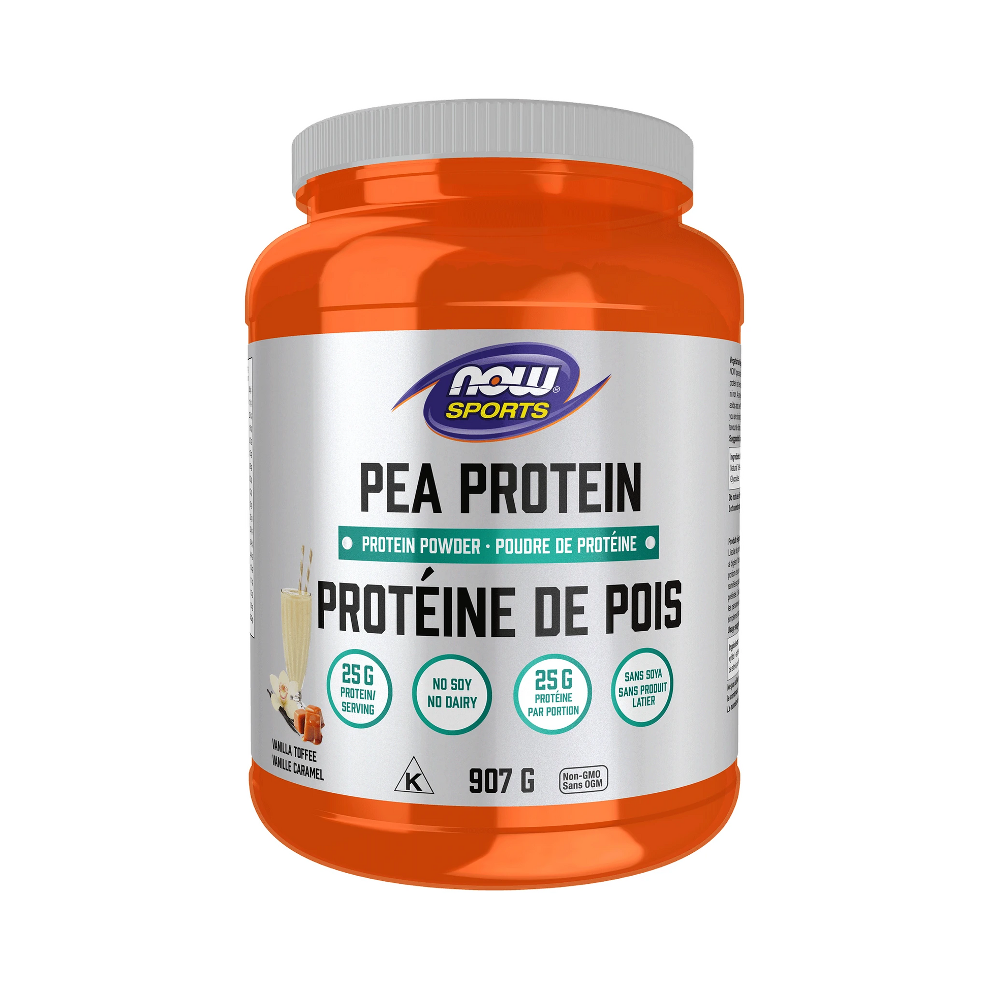 NOW Pea Protein, Non-GMO Vegan, Vanilla Toffee 907g