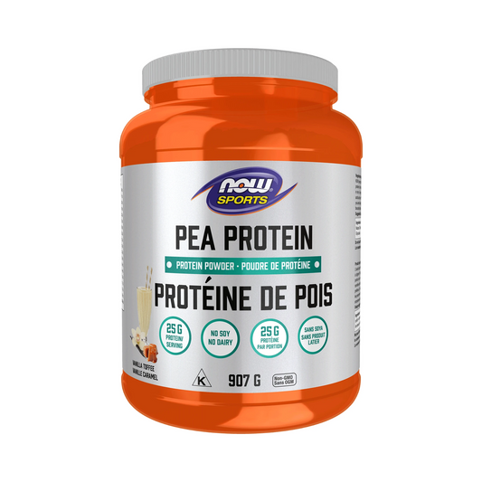 NOW Pea Protein, Non-GMO Vegan, Vanilla Toffee 907g