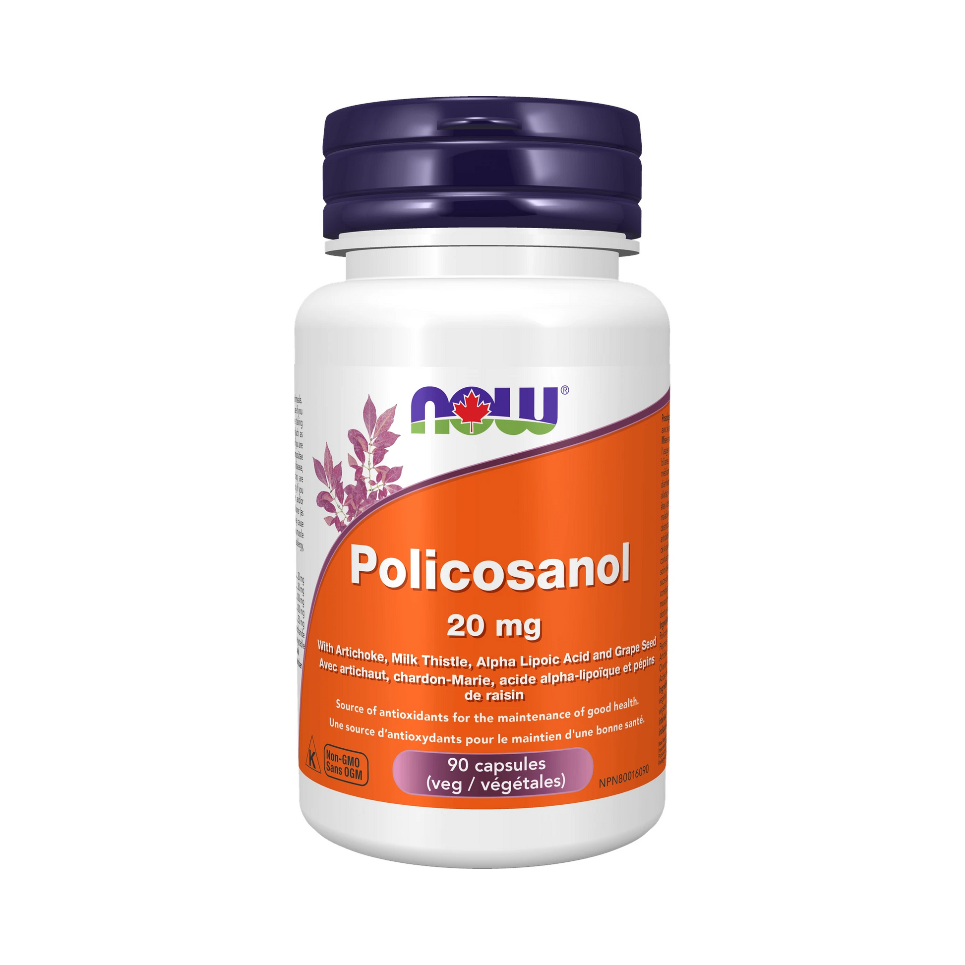 NOW Policosanol 20mg + ALA & Artichoke 90 Veg Capsules