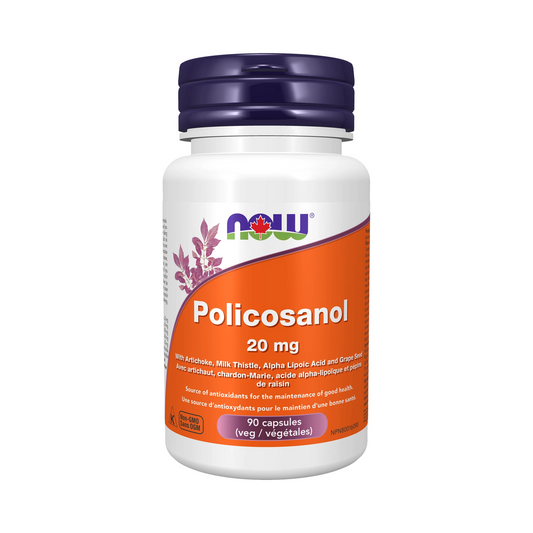 NOW Policosanol 20mg + ALA & Artichoke 90 Veg Capsules
