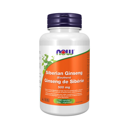 NOW Siberian Ginseng 500mg 100 Veg Capsules