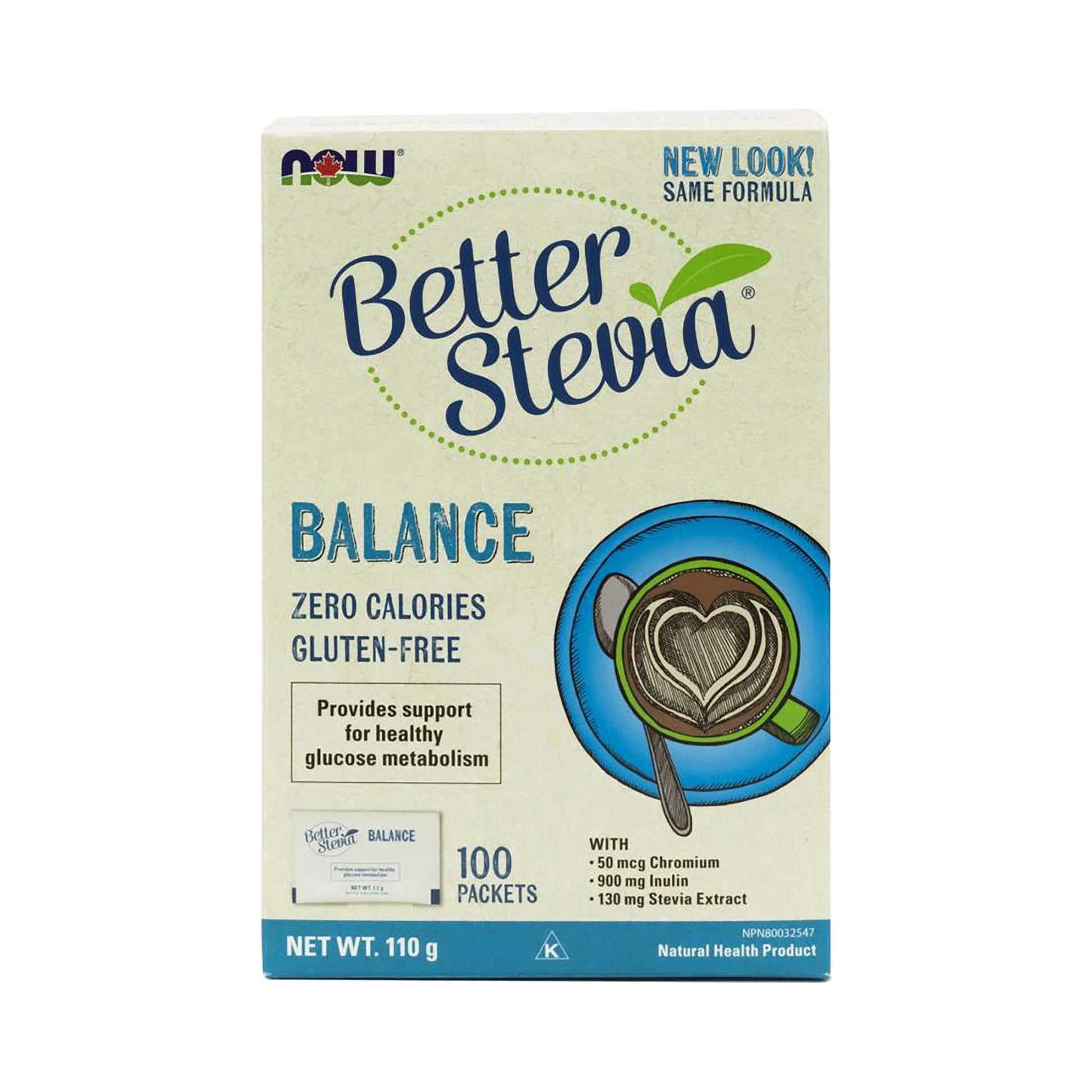 NOW Stevia Balance (with Inulin & Chromium) 100 x 1g Packets