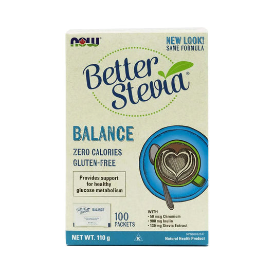 NOW Stevia Balance (with Inulin & Chromium) 100 x 1g Packets