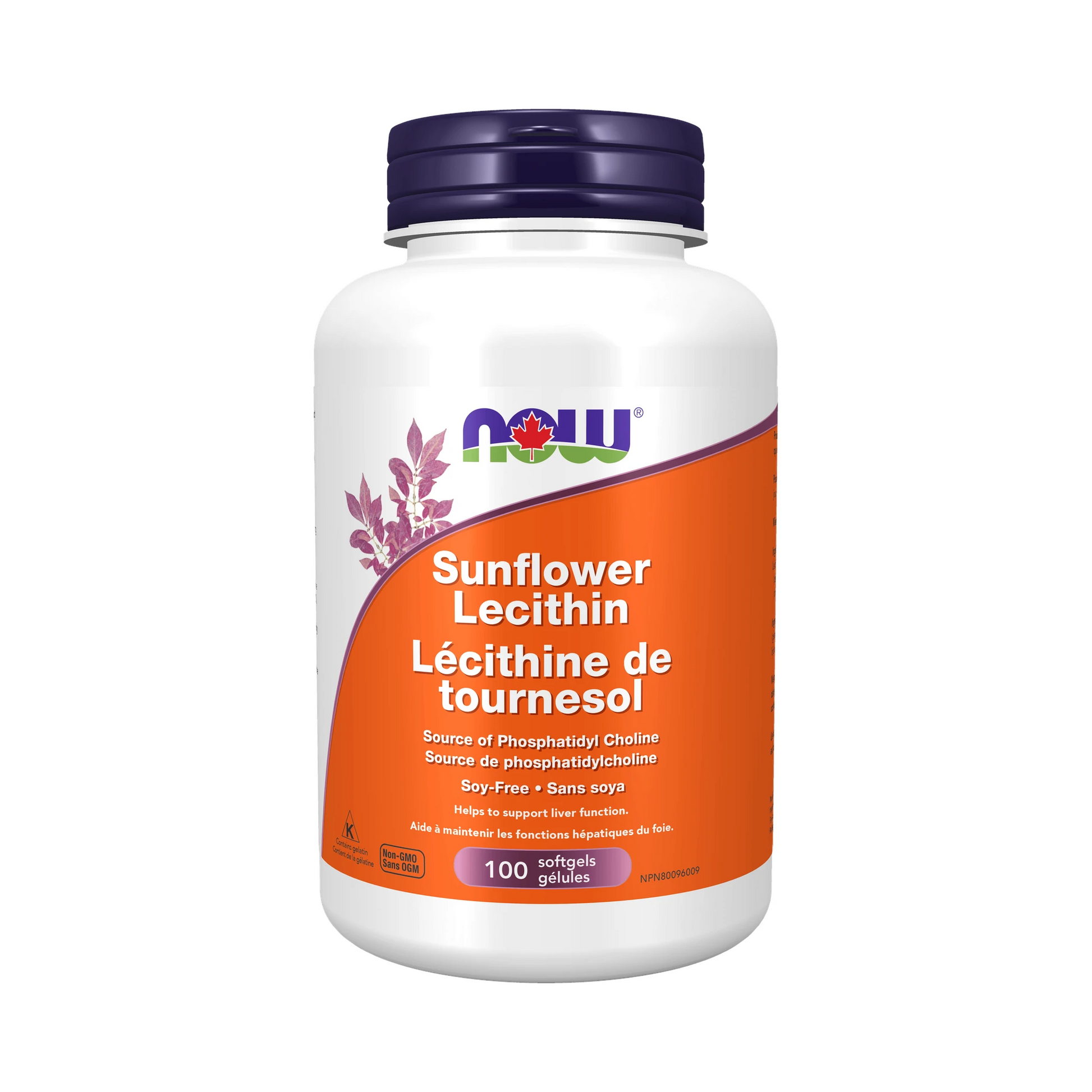 NOW Sunflower Lecithin 1200mg Non-GMO 100 Softgels