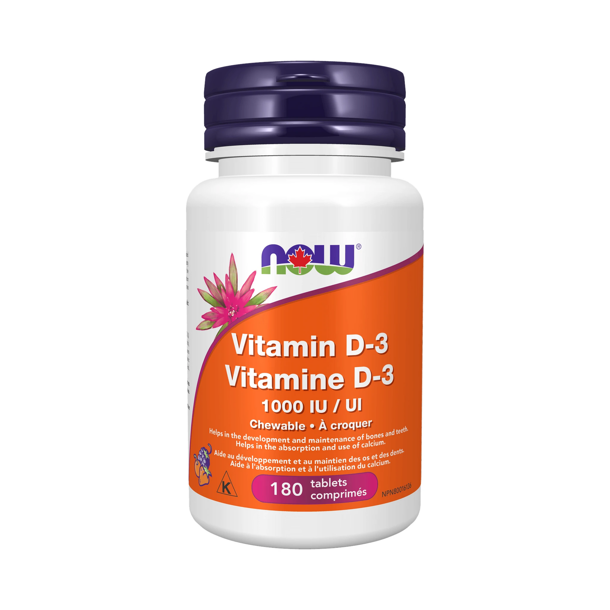 NOW Vitamin D-3 1,000IU Chewable 180 Lozenges