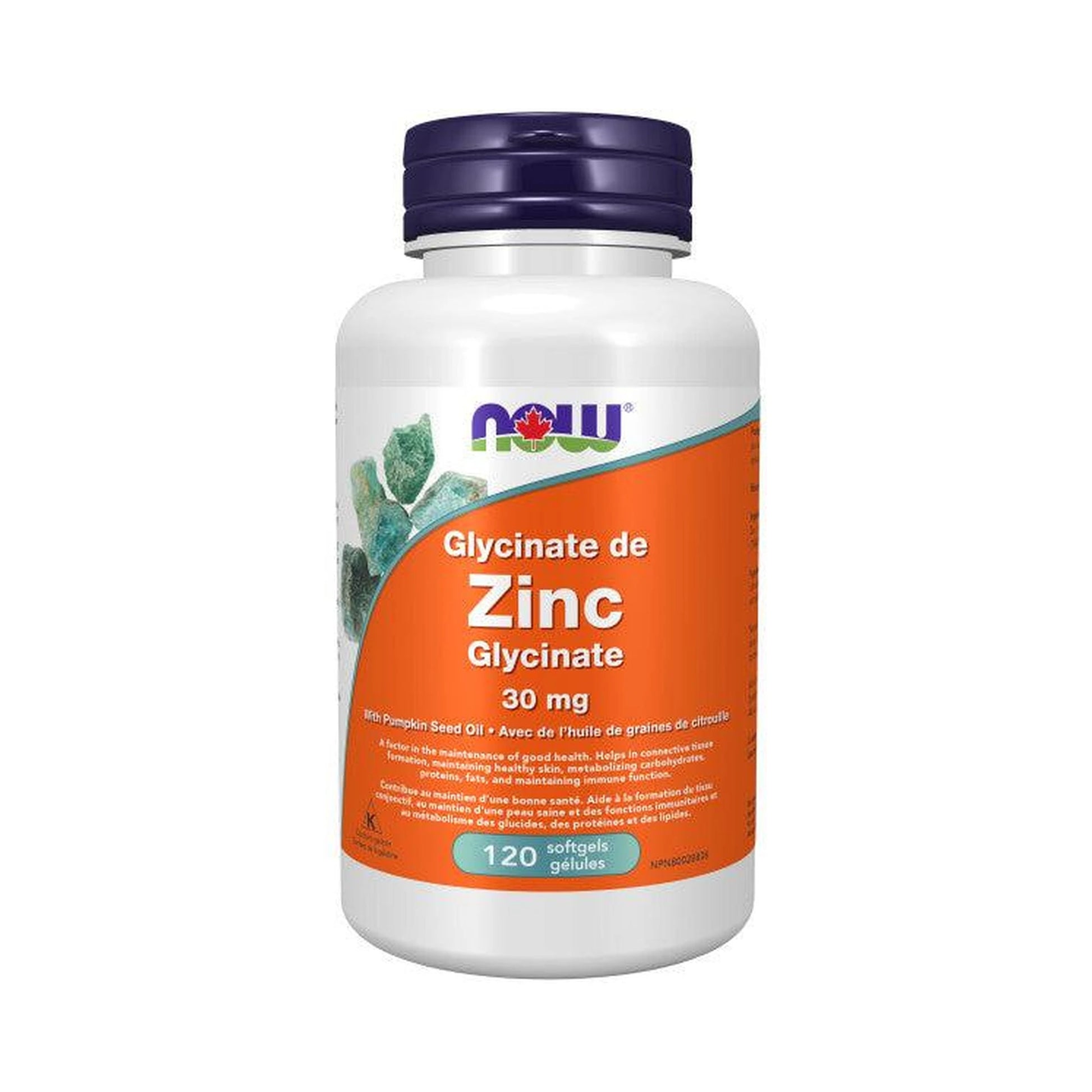 NOW Zinc Glycinate 30mg 120 Softgels