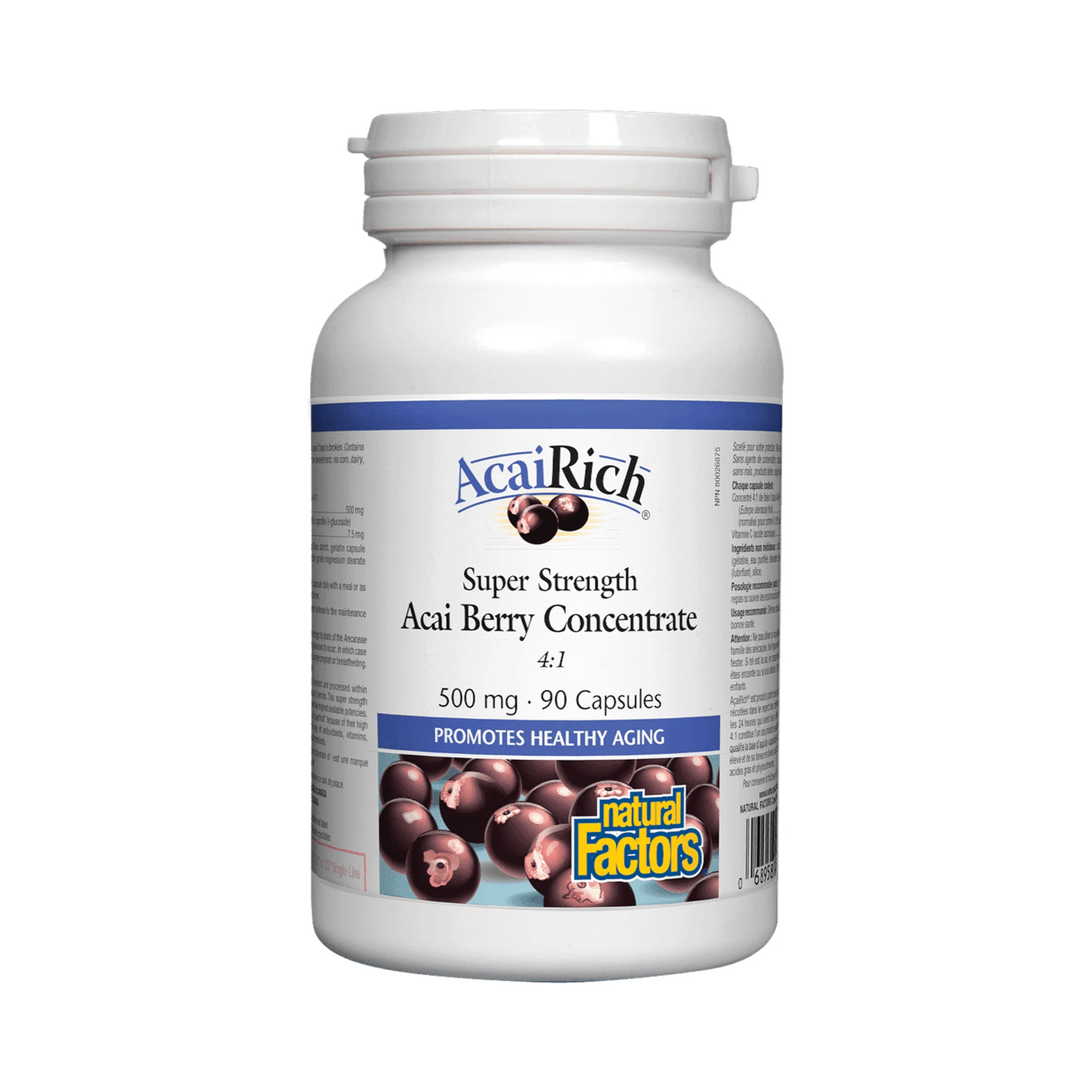 Natural Factors AcaiRich Super Strength Acai Berry Concentrate 500mg 90 Capsules