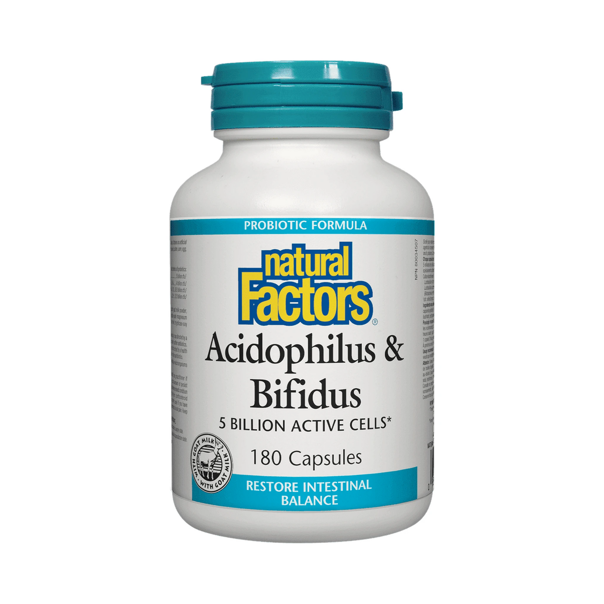 Natural Factors Acidophilus & Bifidus 5 Billion Active Cells 180 Capsules