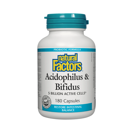 Natural Factors Acidophilus & Bifidus 5 Billion Active Cells 180 Capsules