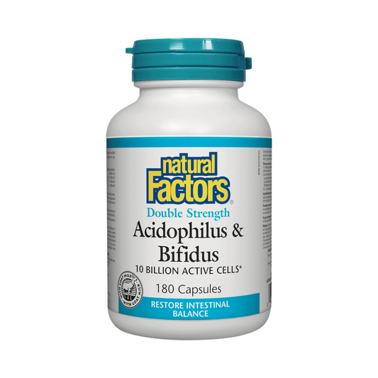 Natural Factors Acidophilus & Bifidus Double Strength 10 Billion Active Cells 180 Capsules