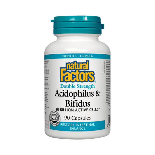 Natural Factors Acidophilus & Bifidus Double Strength 10 Billion Active Cells 90 Capsules