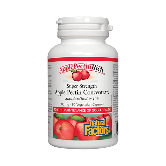 Natural Factors Apple Pectin Rich Super Strength Apple Pectin Concentrate 500mg 90 Veg Capsules
