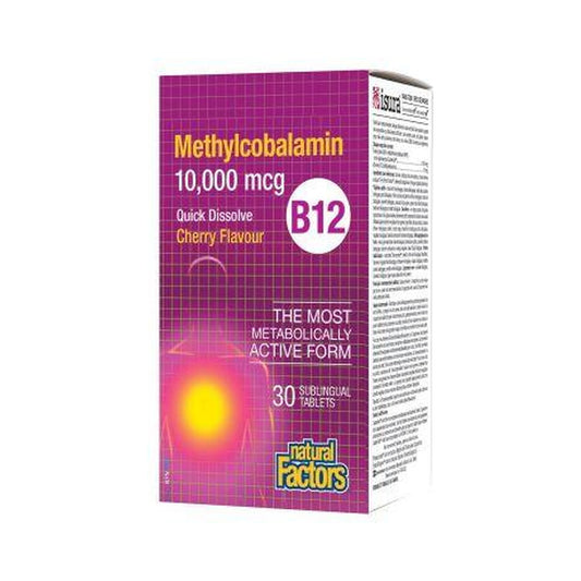 Natural Factors B12 Methylcobalamin 10,000mcg Cherry 30 Tablets