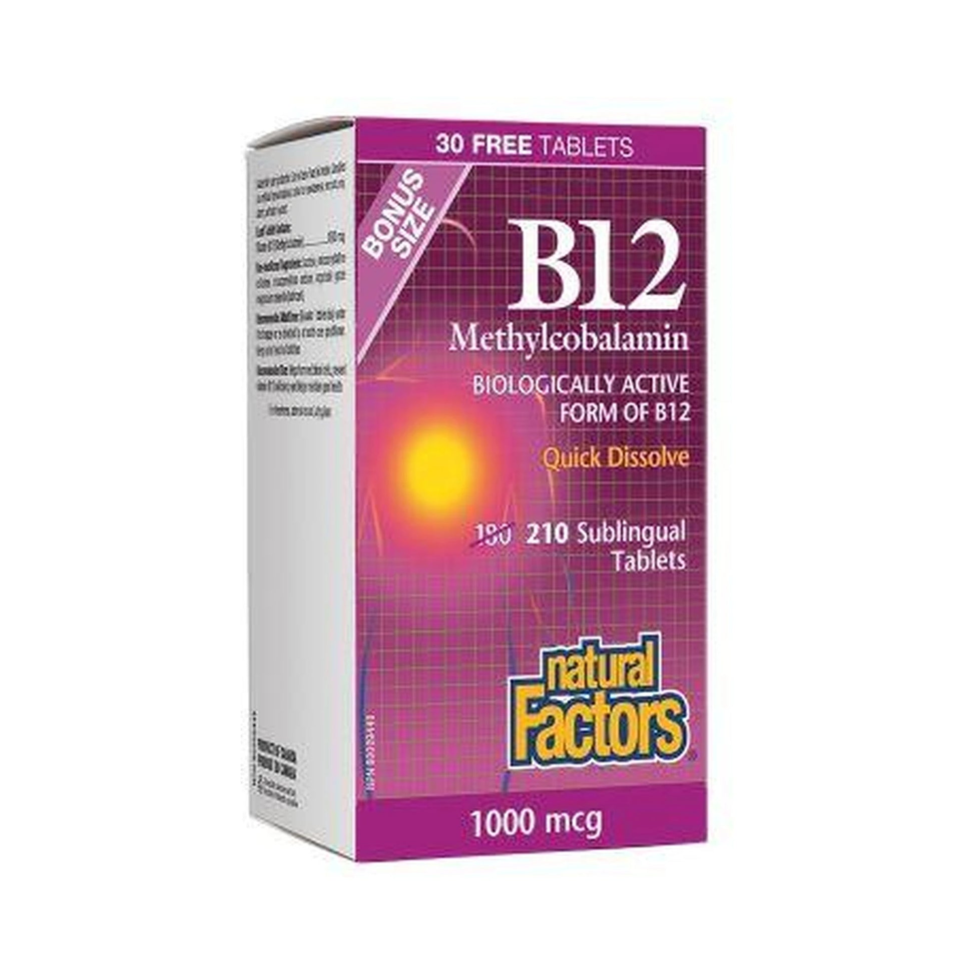 Natural Factors B12 Methylcobalamin 1000mcg 180+30 Tablets