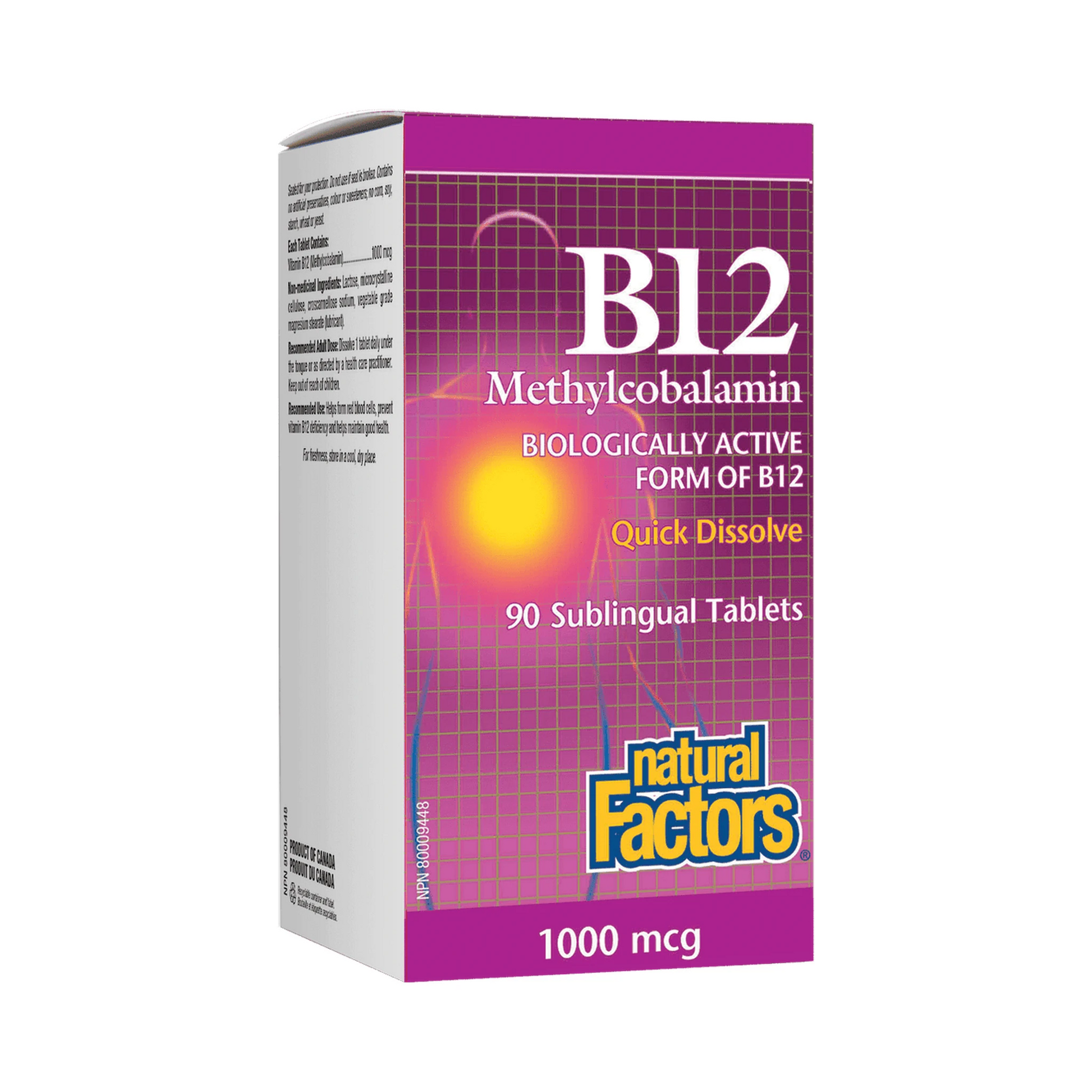 Natural Factors B12 Methylcobalamin 1000mcg 90 Tablets