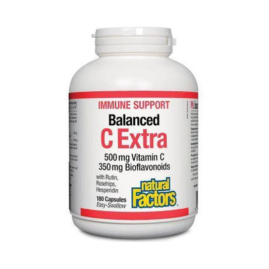 Natural Factors Balanced C Extra 500mg Vitamin C 350mg Bioflavonoids 180 Capsules